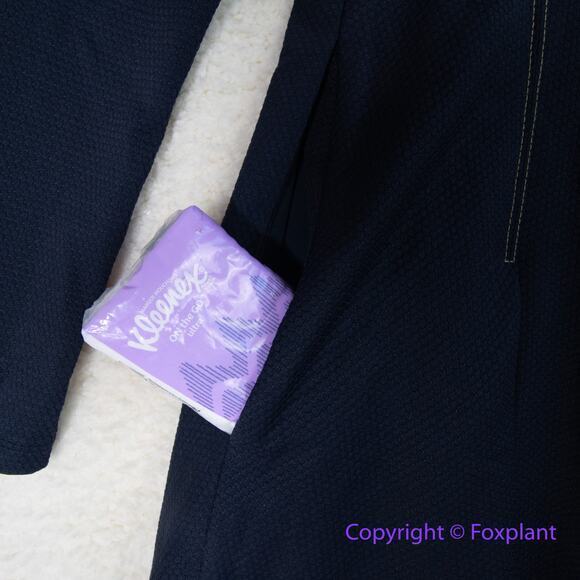 Anthropologie Hutch Pleat Fit & Flare long sleeves‎ Dress Navy Blue, size L - Picture 13 of 16